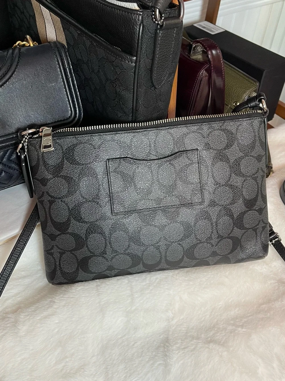 Coach Black Signature Printed Crossbody Bag